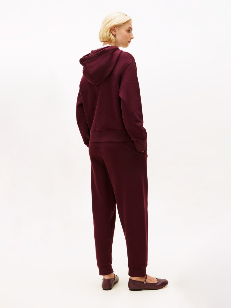 Red Logo Embroidery Drawstring Hoody  Women
