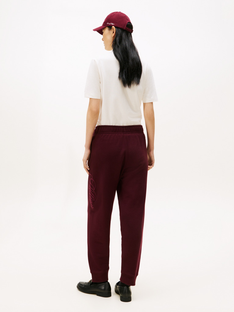 Red Logo Embroidery Cuffed Joggers  Women