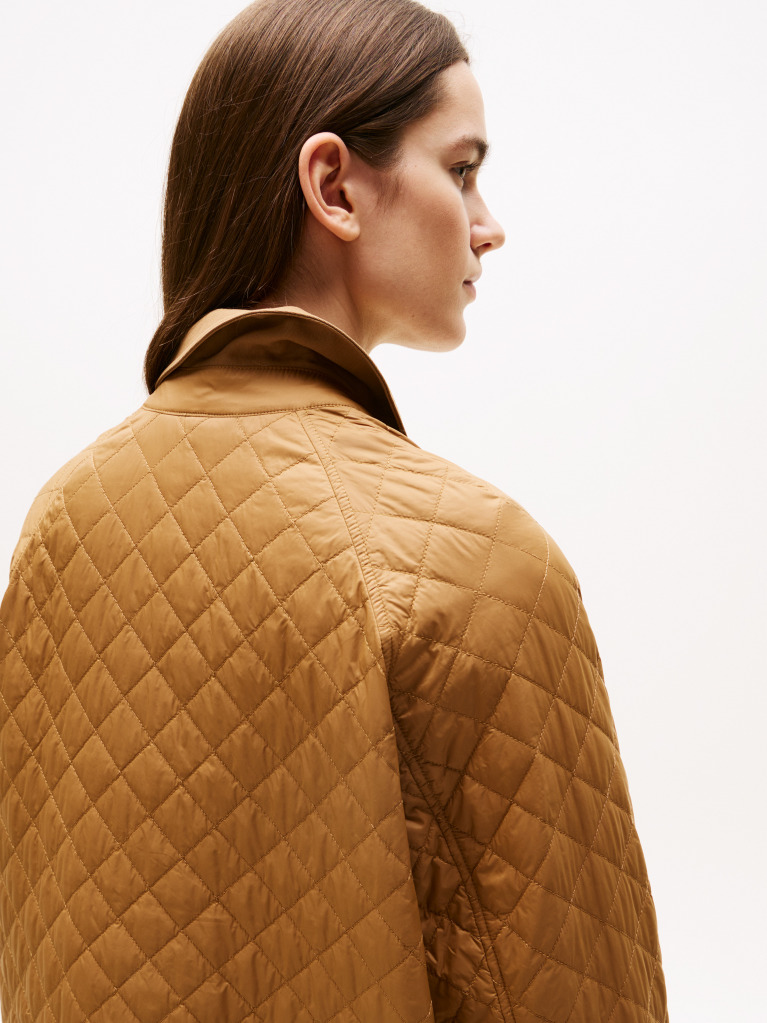 Brown Padded Quilted Regular Jacket  Women