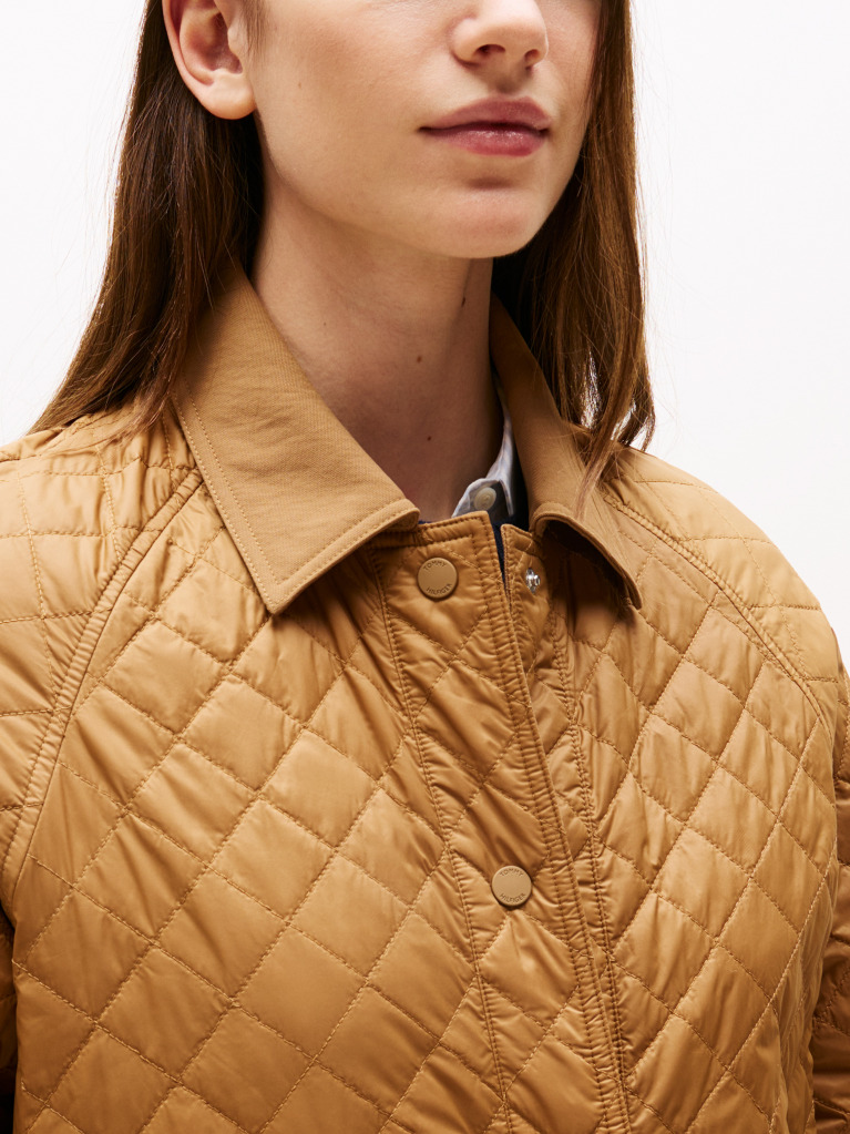Brown Padded Quilted Regular Jacket  Women