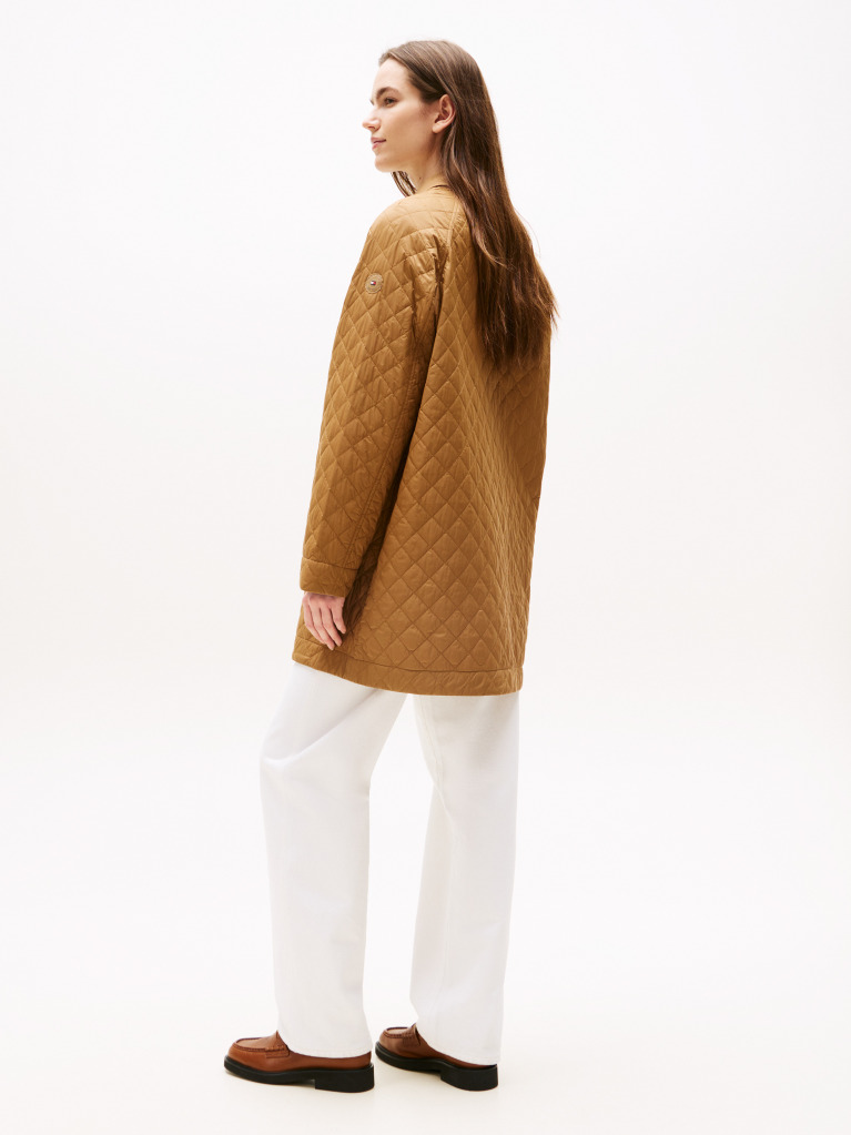 Brown Padded Quilted Regular Jacket  Women