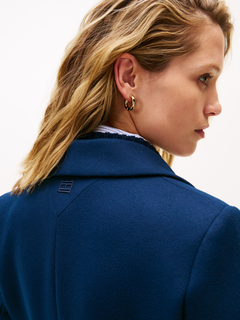 Blue Single Breasted Coat With Cashmere  Women