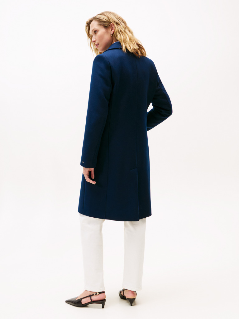 Blue Single Breasted Coat With Cashmere  Women