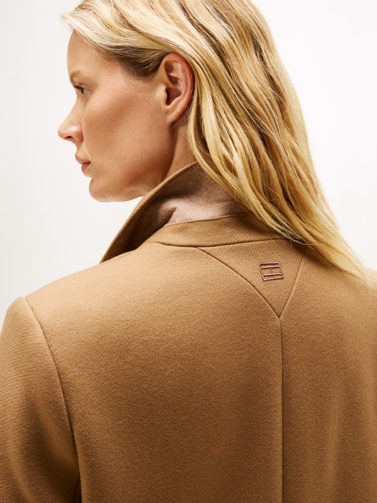 Brown Single Breasted Coat With Cashmere  Women
