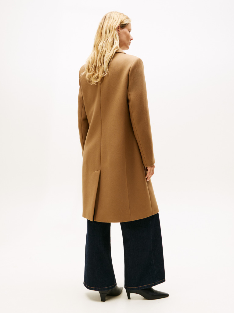 Brown Single Breasted Coat With Cashmere  Women
