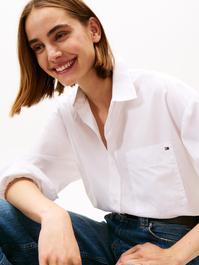 White Relaxed Fit Wide Sleeve Shirt  Women