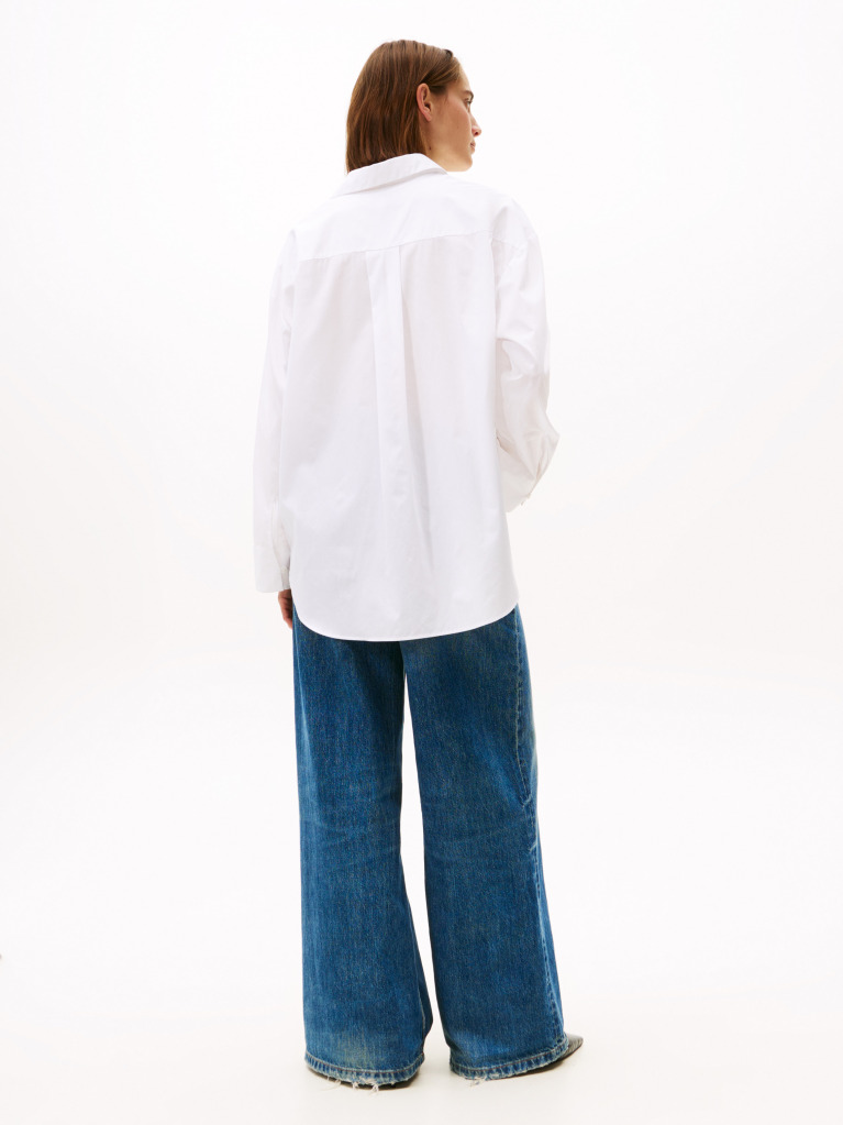 White Relaxed Fit Wide Sleeve Shirt  Women