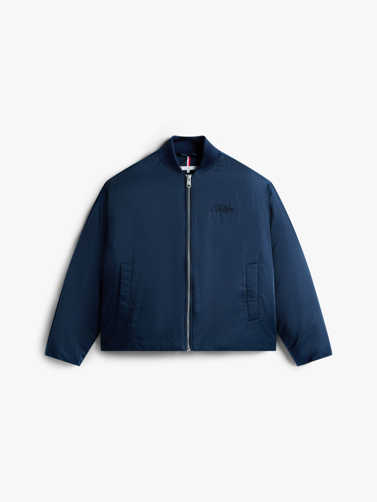 Blue Padded Water Repellent Relaxed Bomber Jacket  Women