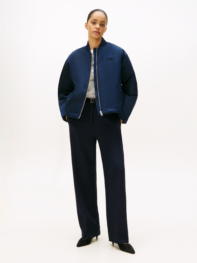 Blue Padded Water Repellent Relaxed Bomber Jacket  Women