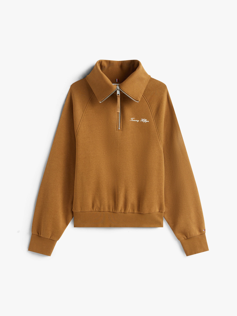 Khaki Interlock Knit Fleece Half-Zip Jumper  Women