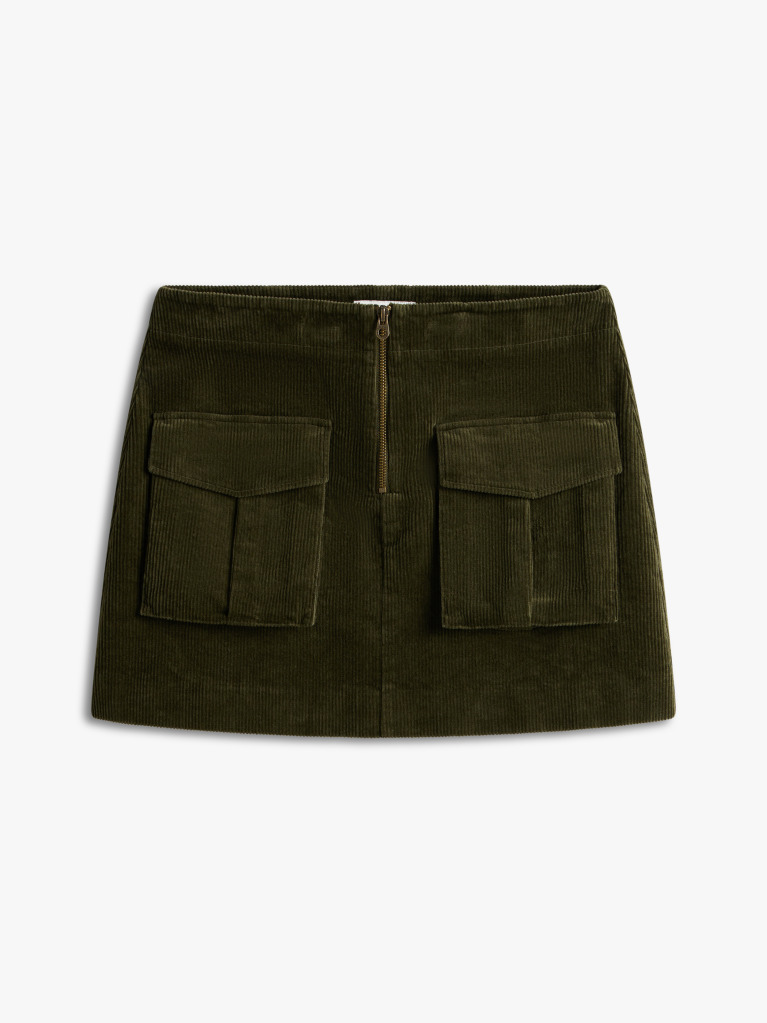 Green Cargo Pocket Corduroy Mini Skirt  Women