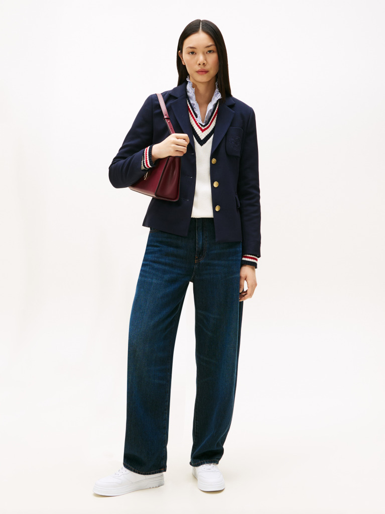 Blue TH Crest Embroidery Slim Fit Blazer  Women
