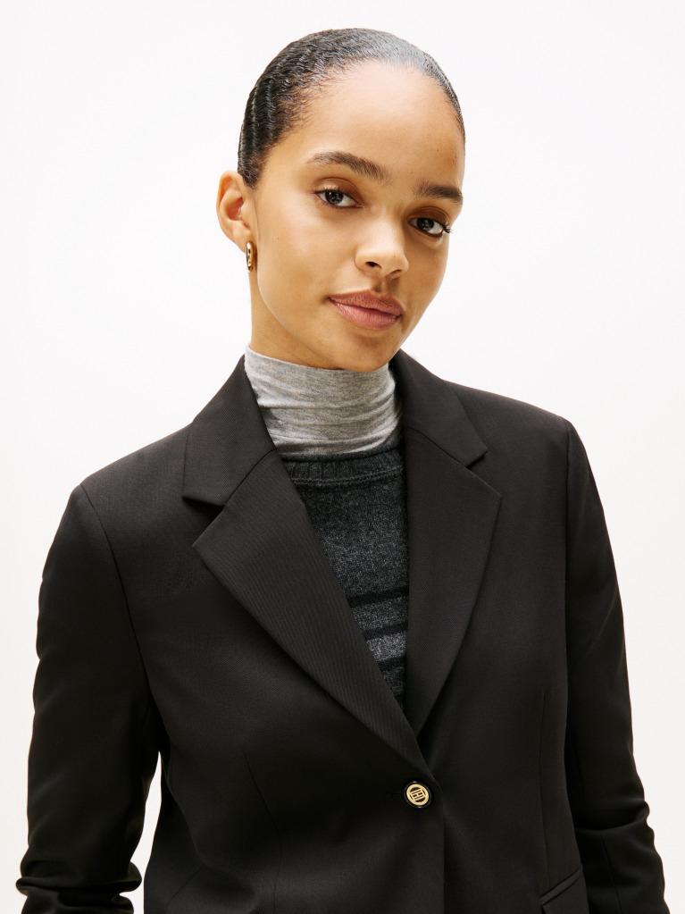 Black Regular Fit Timeless Wool Blend Blazer  Women