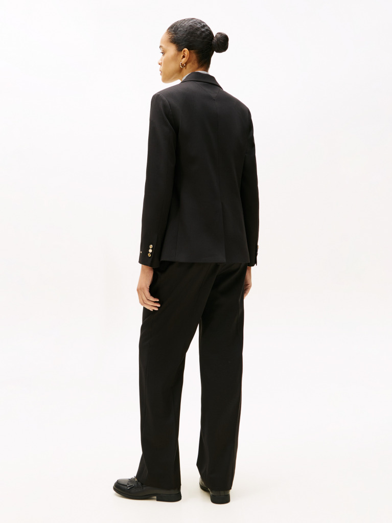 Black Regular Fit Timeless Wool Blend Blazer  Women