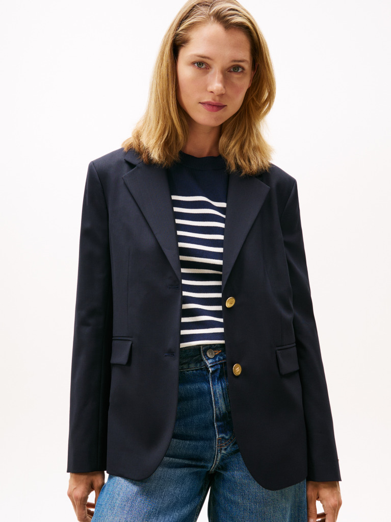 Blue Regular Fit Timeless Wool Blend Blazer  Women