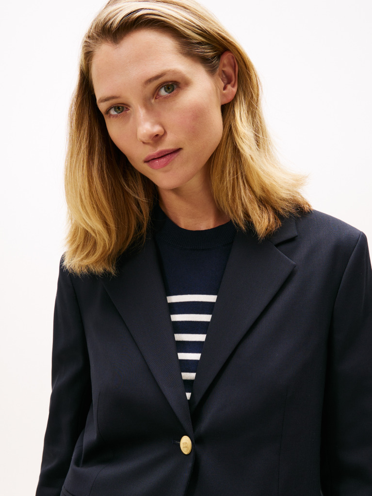 Blue Regular Fit Timeless Wool Blend Blazer  Women
