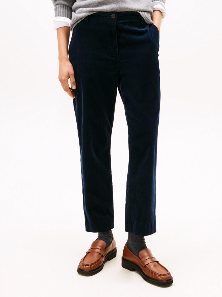 Blue Corduroy Slim Straight Pant  Women
