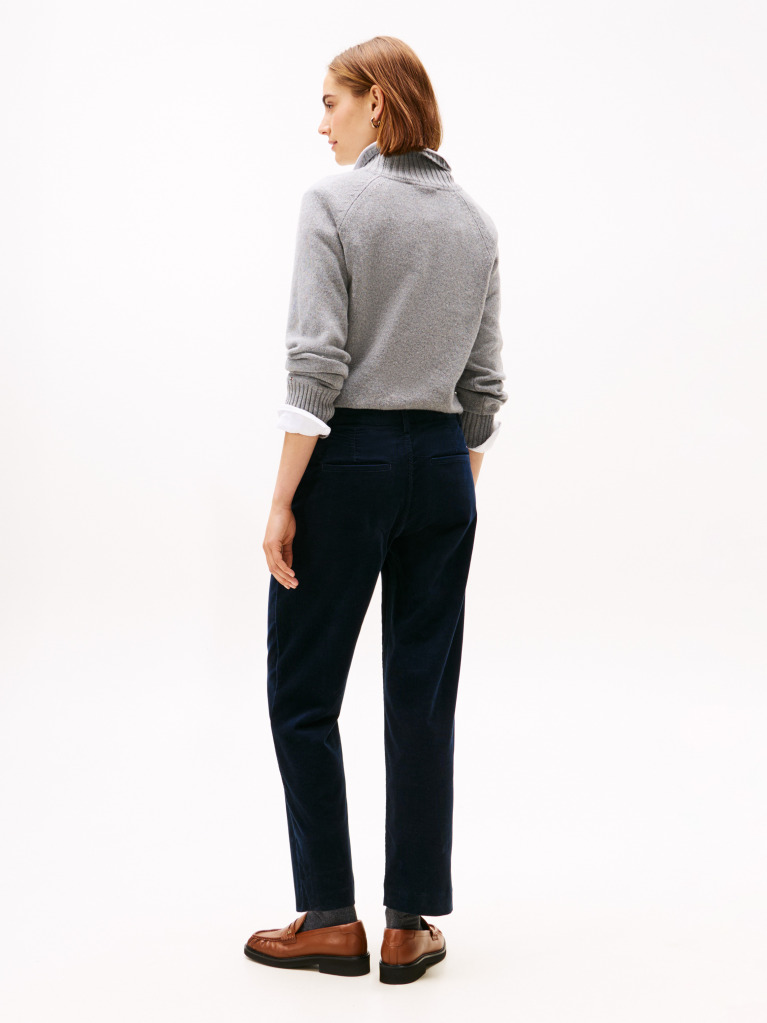Blue Corduroy Slim Straight Pant  Women