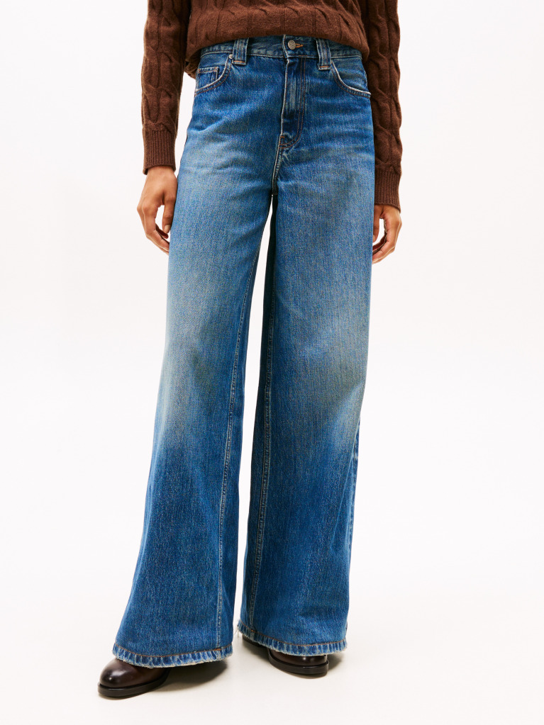 Blue 70s High Rise Wide Leg Jeans  Women