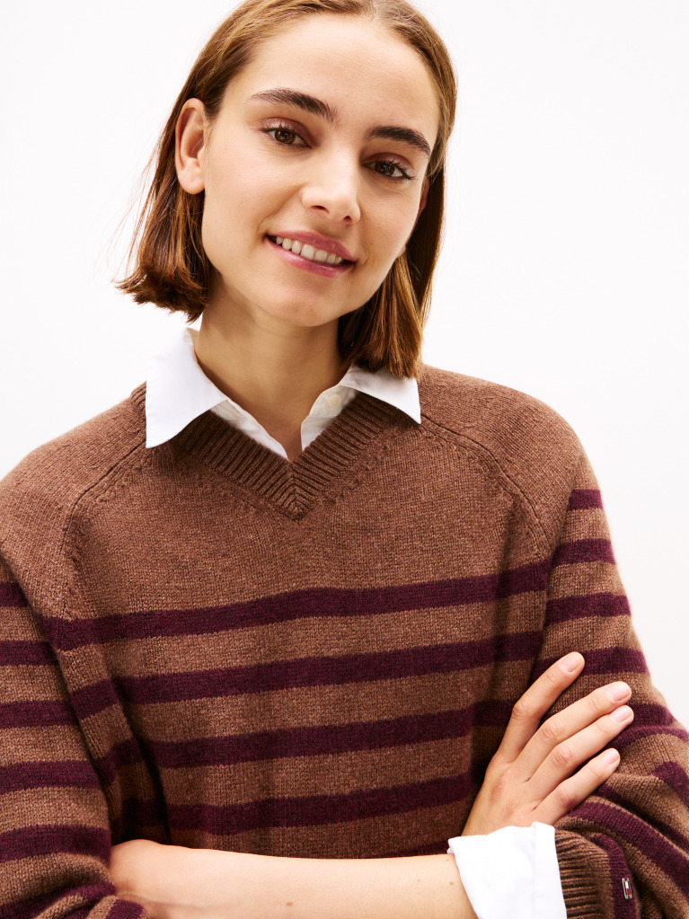 Multi Stripe Midi Jumper Dress With Cashmere  Women