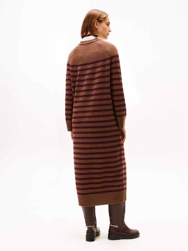 Multi Stripe Midi Jumper Dress With Cashmere  Women