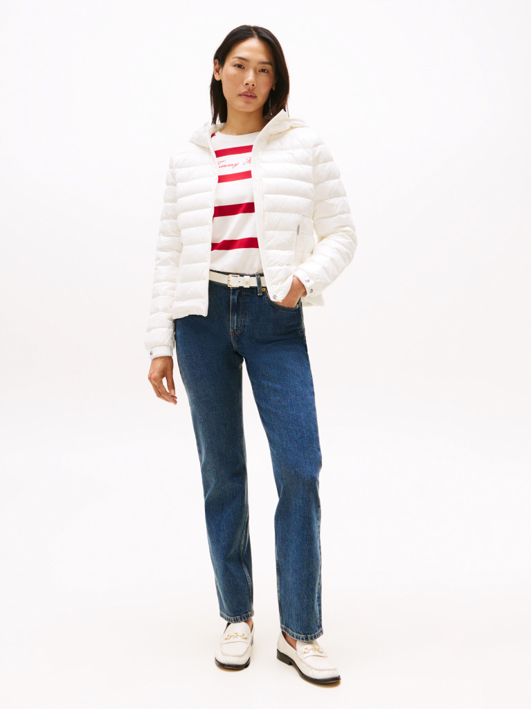Beige Down Regular Hooded Jacket  Women