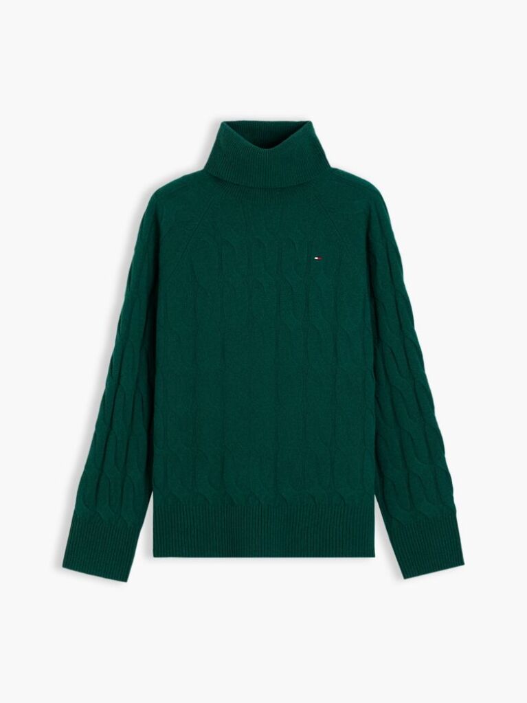 Green Cable Knit Soft Wool Relaxed Jumper  Women
