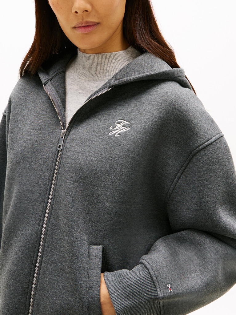 Γκρι Hoody Με Κεντητό Λογότυπο Και Κουκούλα  Γυναίκες