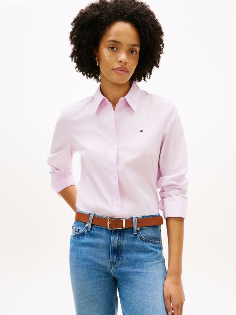 Pink Regular Fit Poplin Shirt  Women