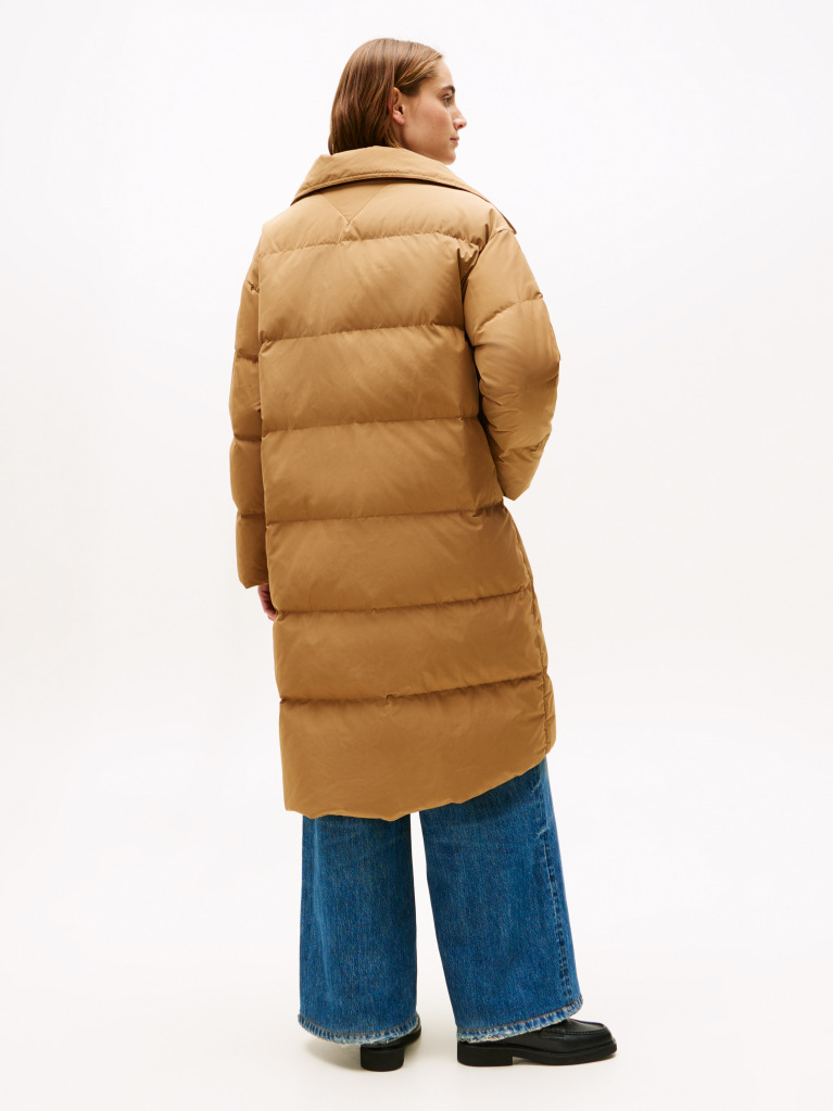 Brown Crest Embroidery Down Puffer Coat  Women