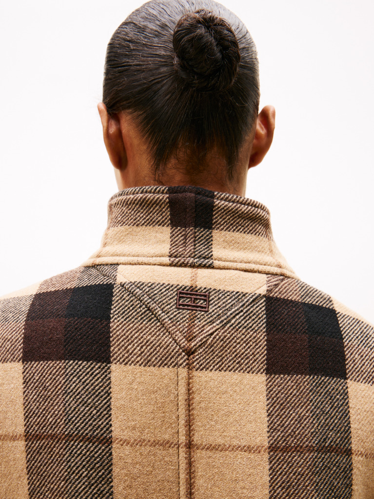 Multi Check Wool Blend Relaxed Harrington Jacket  Women