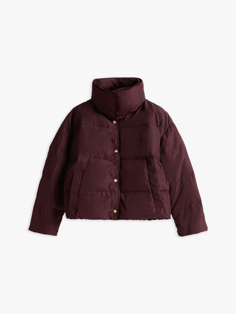 Red Crest Embroidery Down Puffer Jacket  Women