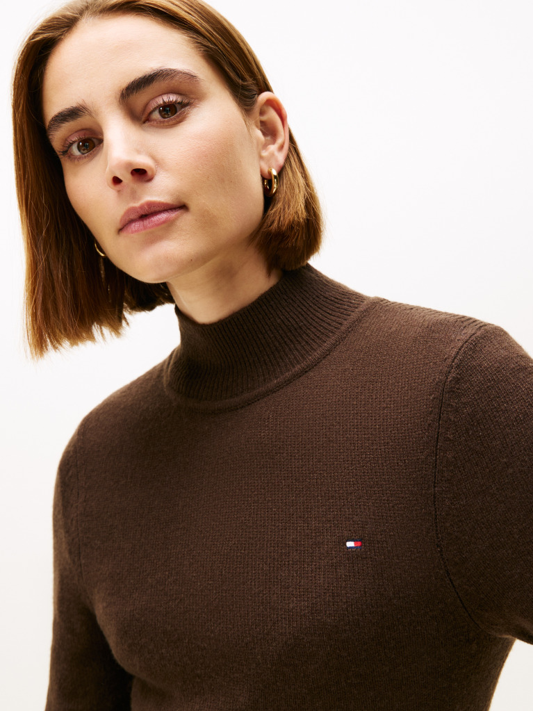 Brown Midi Soft Wool Jumper Dress  Women
