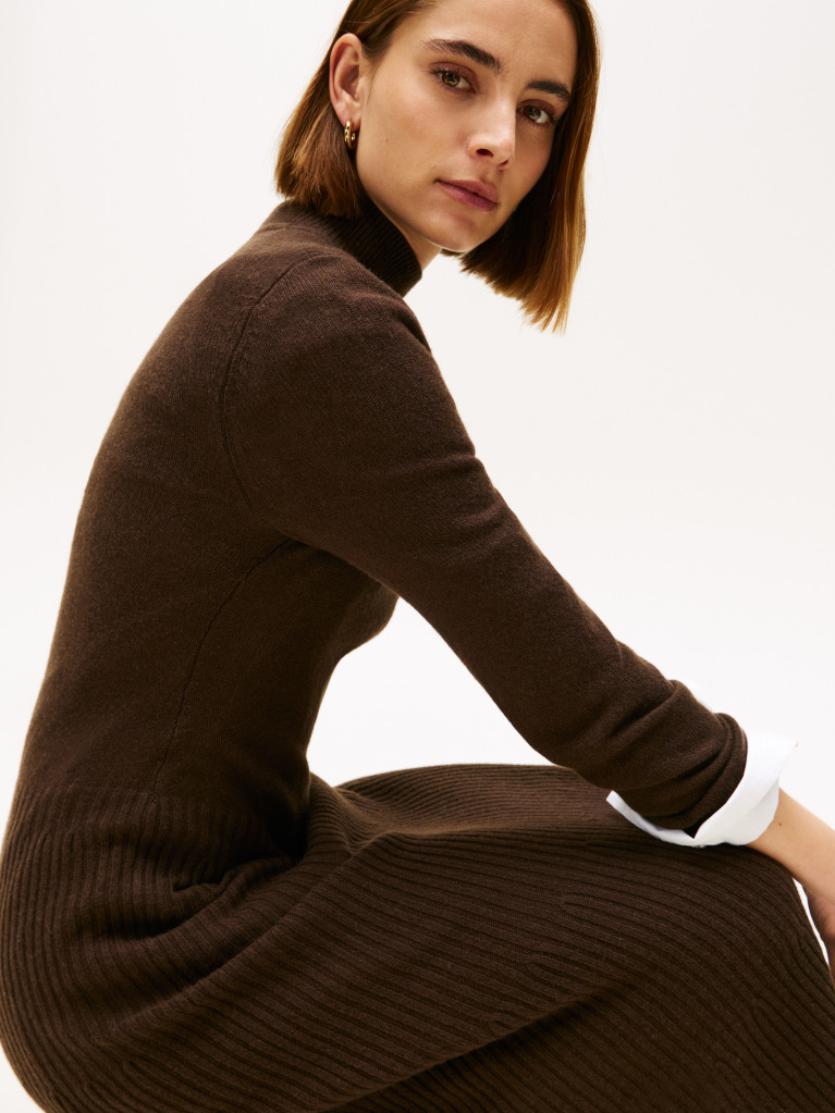 Brown Midi Soft Wool Jumper Dress  Women