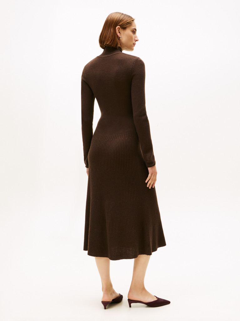 Brown Midi Soft Wool Jumper Dress  Women