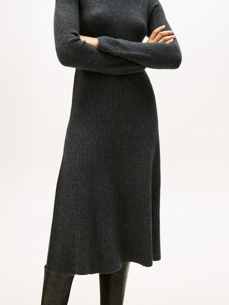 Grey Midi Soft Wool Jumper Dress  Women