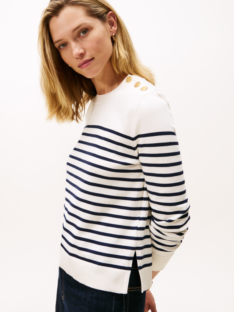 Multi Jersey Gold-Tone Button Jumper  Women