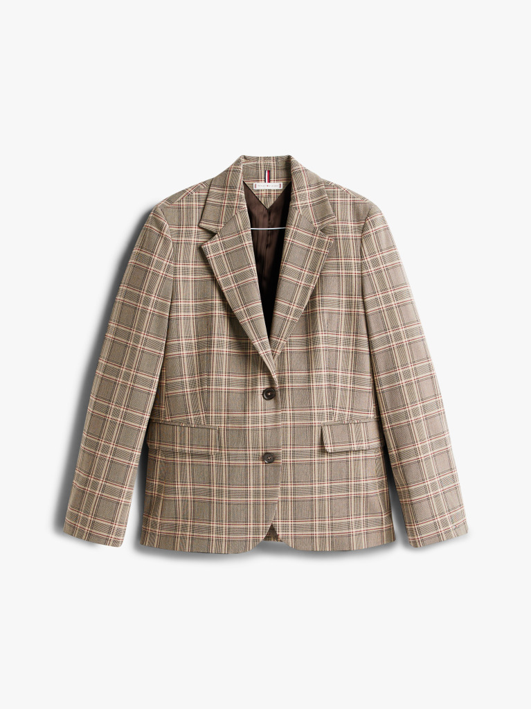 Multi Check Regular Fit Single Breasted Blazer  Women