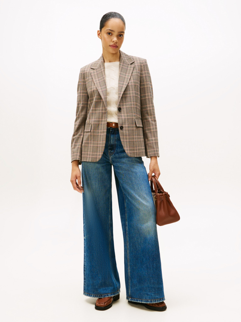 Multi Check Regular Fit Single Breasted Blazer  Women
