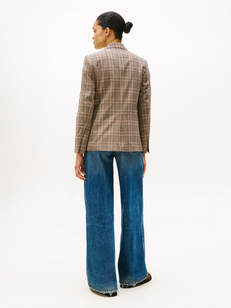 Multi Check Regular Fit Single Breasted Blazer  Women