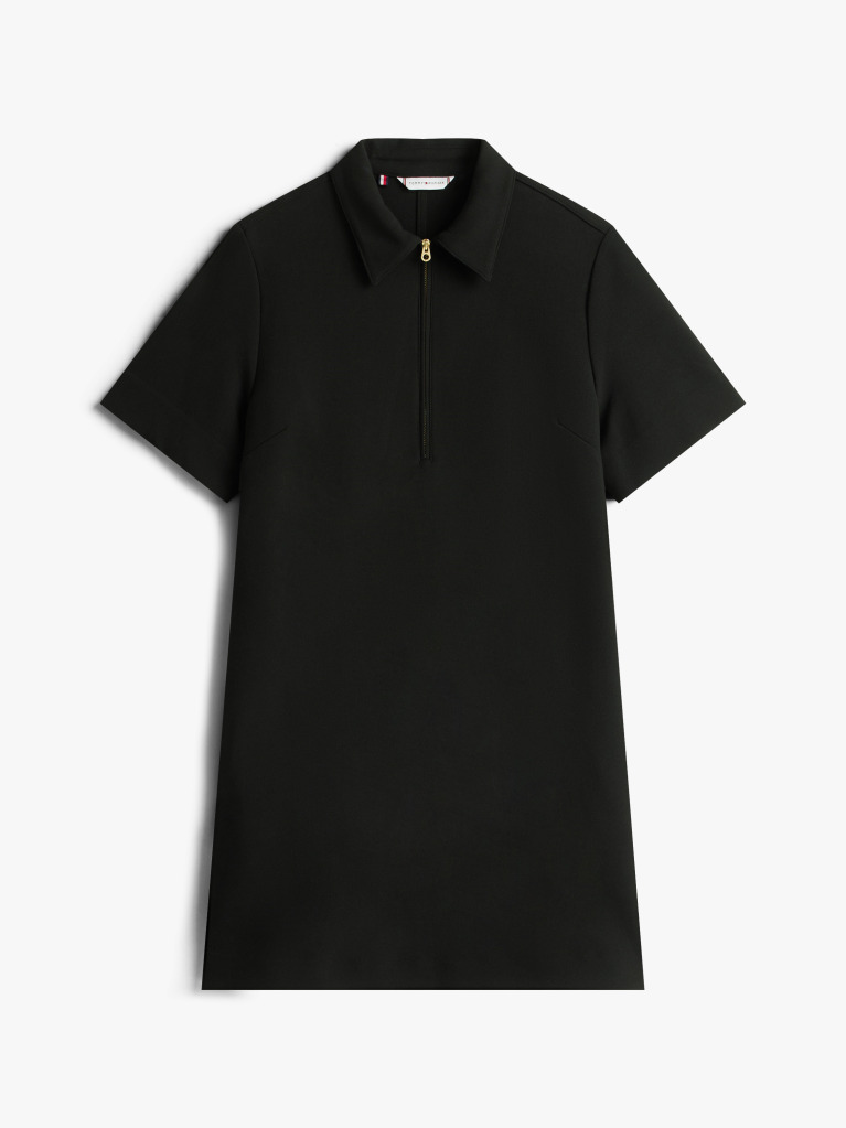 Black Half-Zip Relaxed Shift Dress  Women