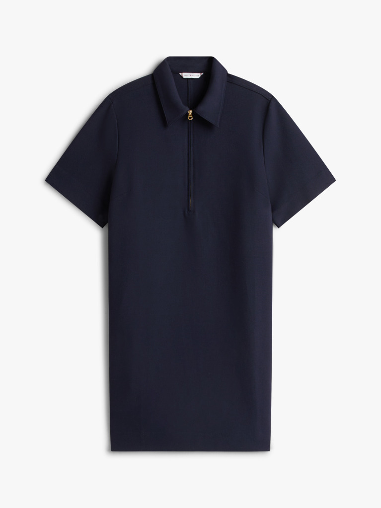 Blue Half-Zip Relaxed Shift Dress  Women