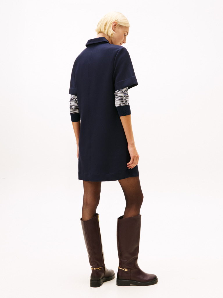 Blue Half-Zip Relaxed Shift Dress  Women