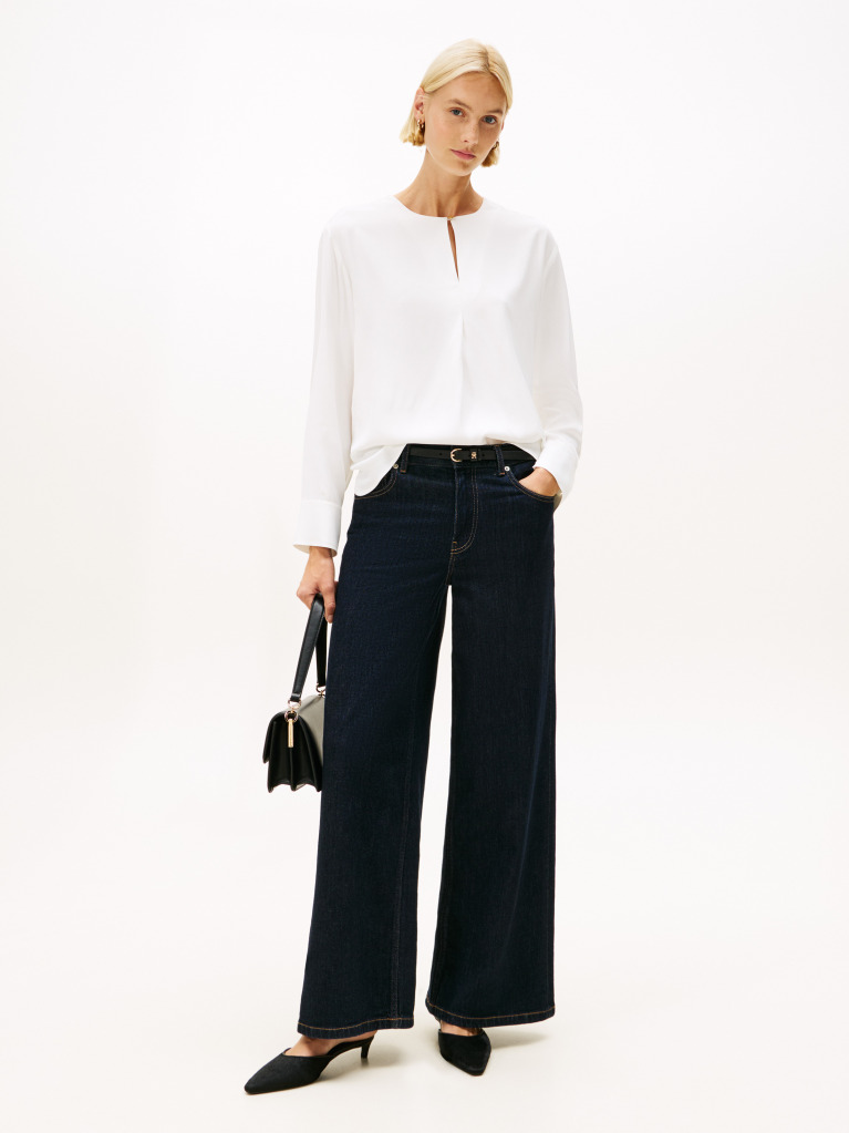 Beige Keyhole Cutout Relaxed Fit Blouse  Women