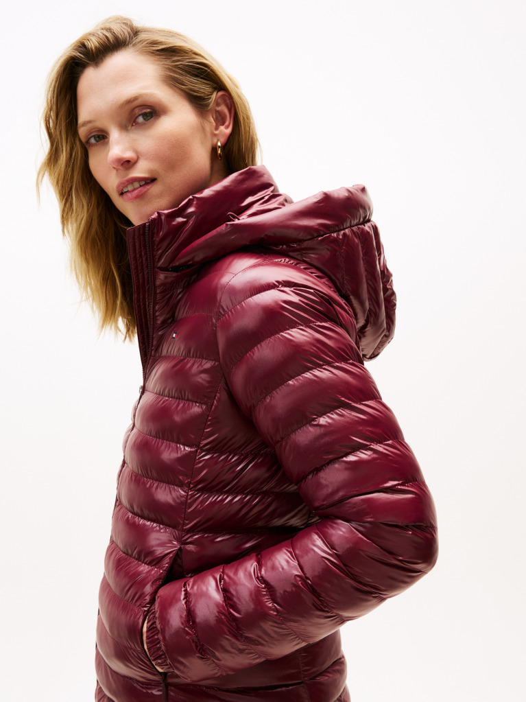 Red Water Repellent Padded Packable Slim Jacket  Women