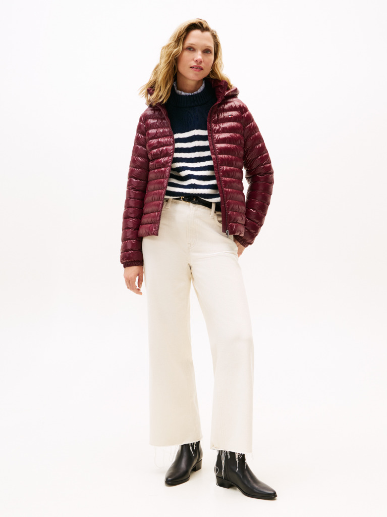 Red Water Repellent Padded Packable Slim Jacket  Women