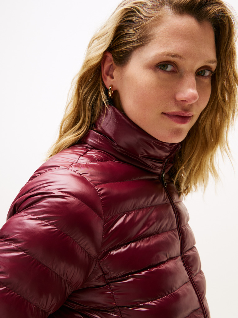 Red Water Repellent Padded Packable Slim Jacket  Women