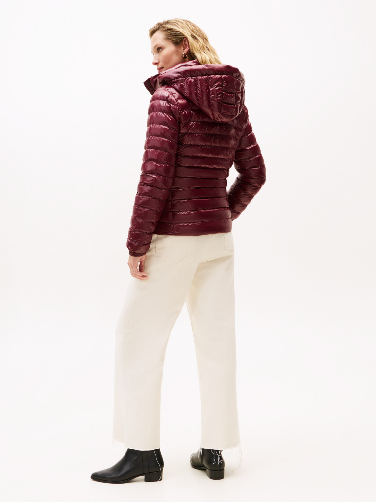 Red Water Repellent Padded Packable Slim Jacket  Women