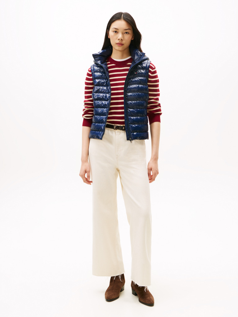 Blue Water Repellent Padded Packable Slim Gilet  Women