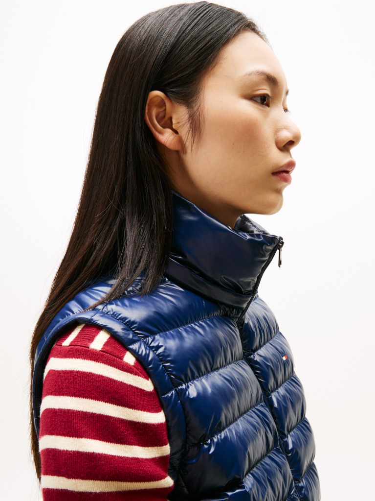 Blue Water Repellent Padded Packable Slim Gilet  Women